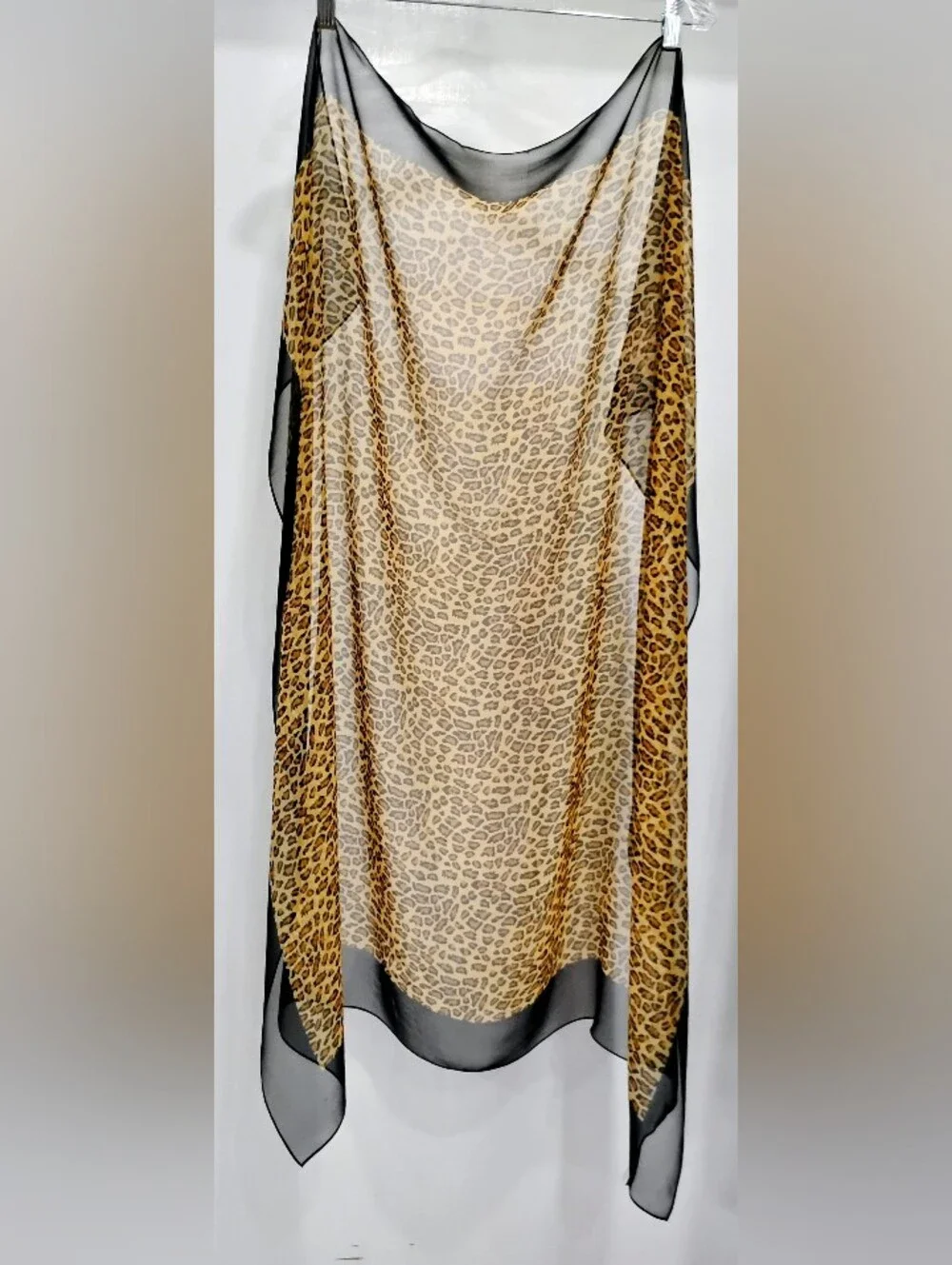 JOAN RIVERS LEOPARD PRINT SILK SHAWL